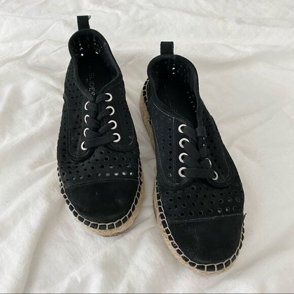 J/Slides Riley Black Perforated Chunky Espadrille - Picture 4 of 15